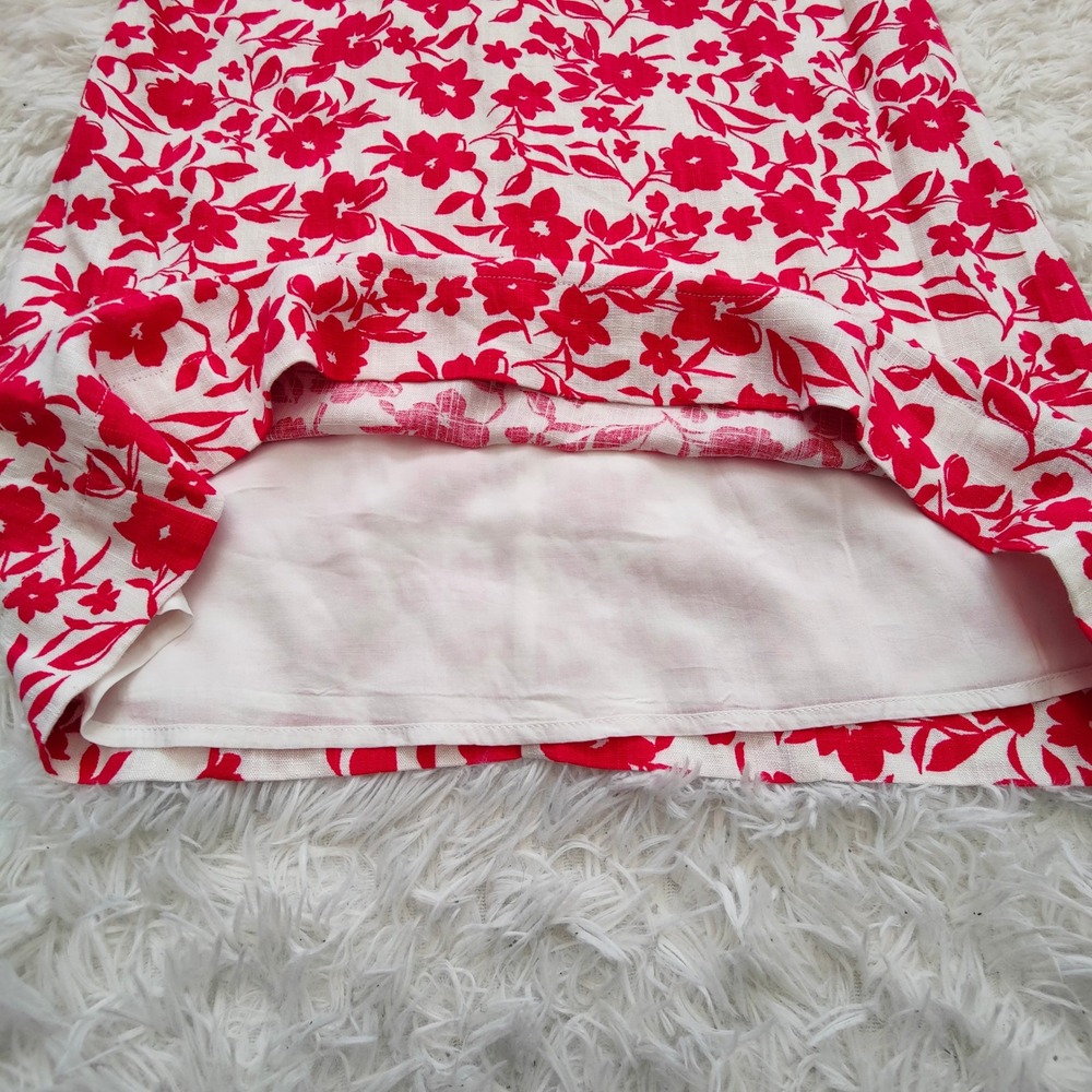 Draper James RSVP Pink Floral Puff Sleeve Linen Blend Mini Dress Square Neck Sm - Picture 3 of 10